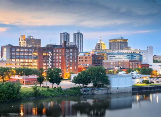 A downtown skyline of Peoria Illinois, which is home to the Central Illinois Plumbing Services company Reading Plumbing